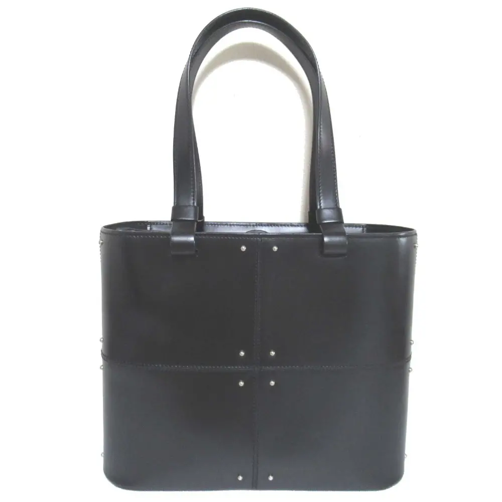 TOD'S トッズ レザー スタッズ トートバッグ ブラック×シルバー金具