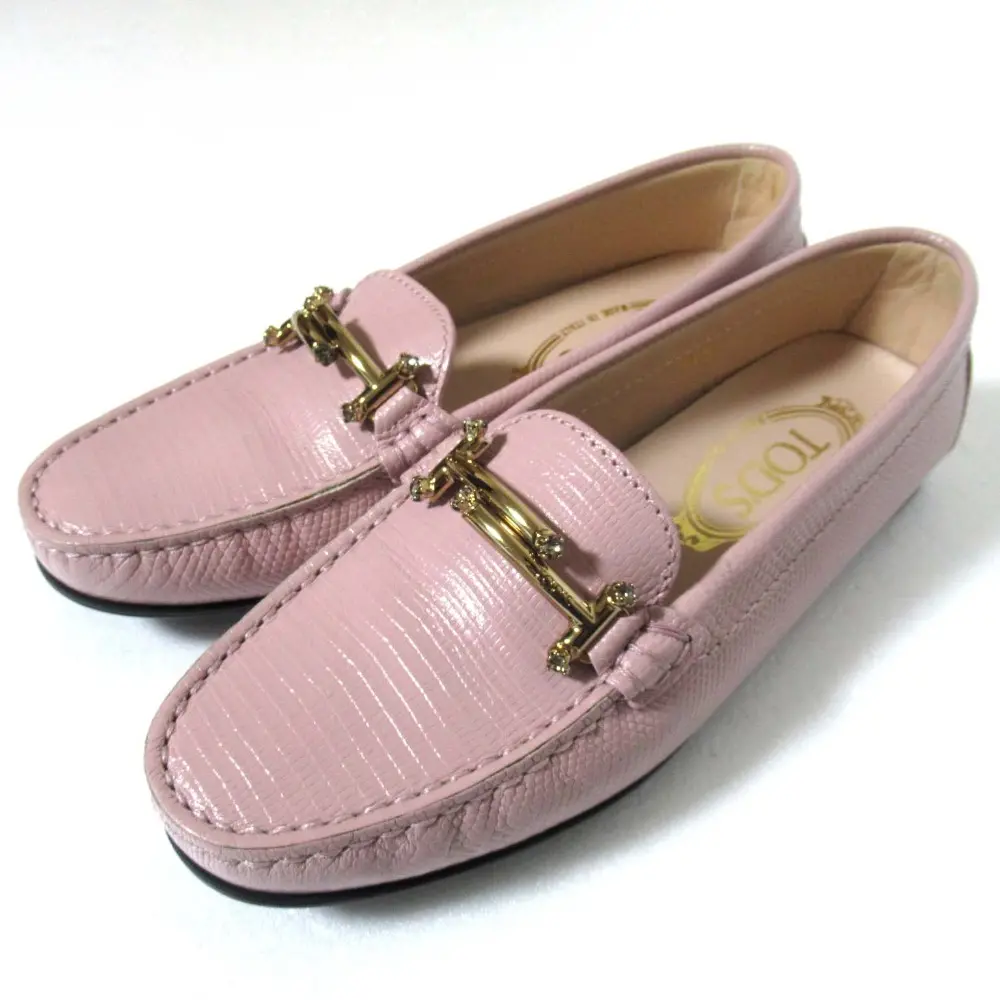 TOD'S トッズ ダブルT ゴンミーニ ドライビングシューズ ローファー サイズ34.5 21.5cm相当 ピンク