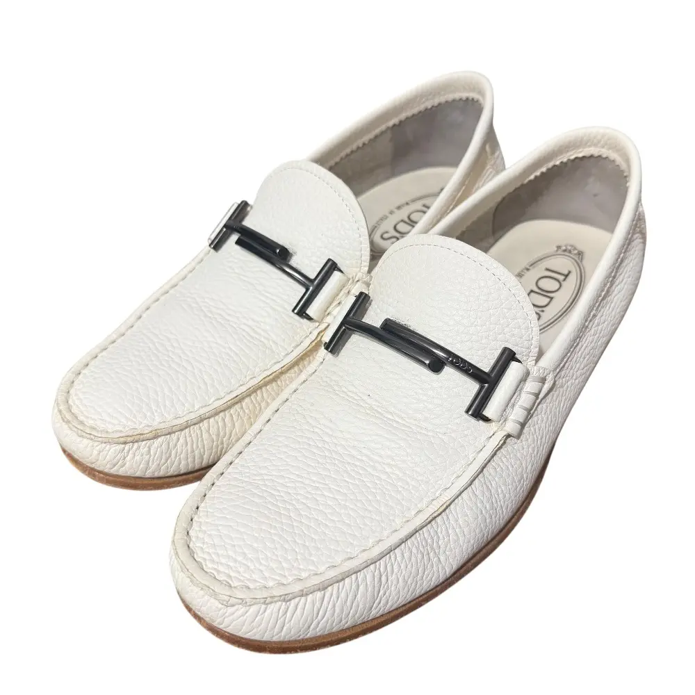 TOD'S トッズ レザー ダブルT ローファー 5 24cm アイボリー