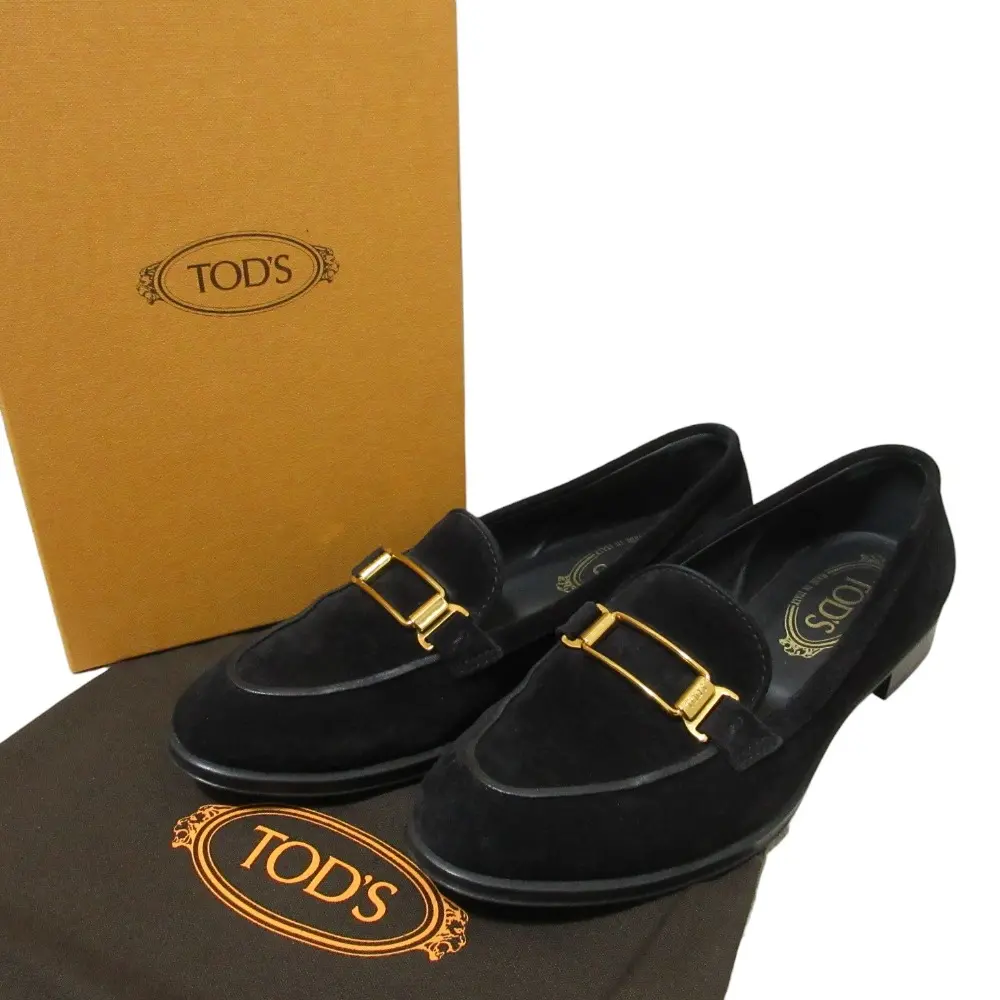 TOD'S トッズ スエード ローファー シューズ 36 約23cm ブラック