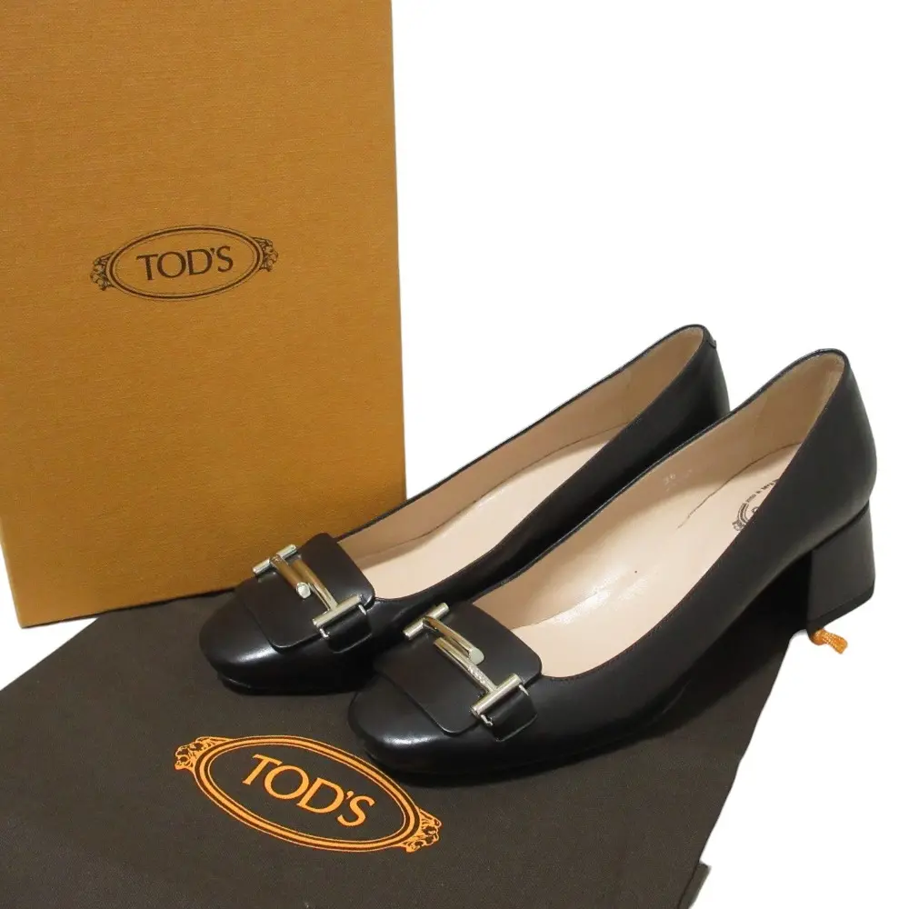 TOD'S トッズ ダブルT レザー ローファー パンプス 36 約23cm ブラックの買取実績【2025年9月買取】
