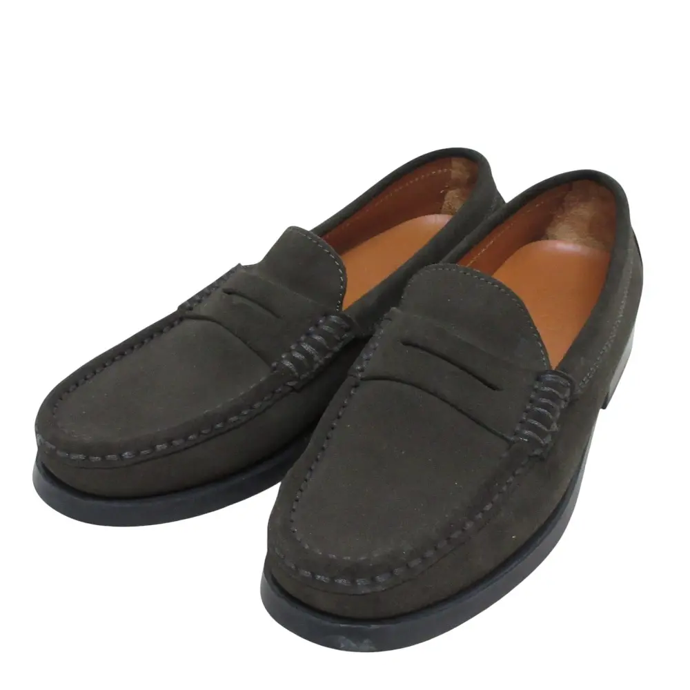 TOD'S トッズ スウェード ドライビングシューズ コインローファー 36 23.0cm相当 ダークカーキ