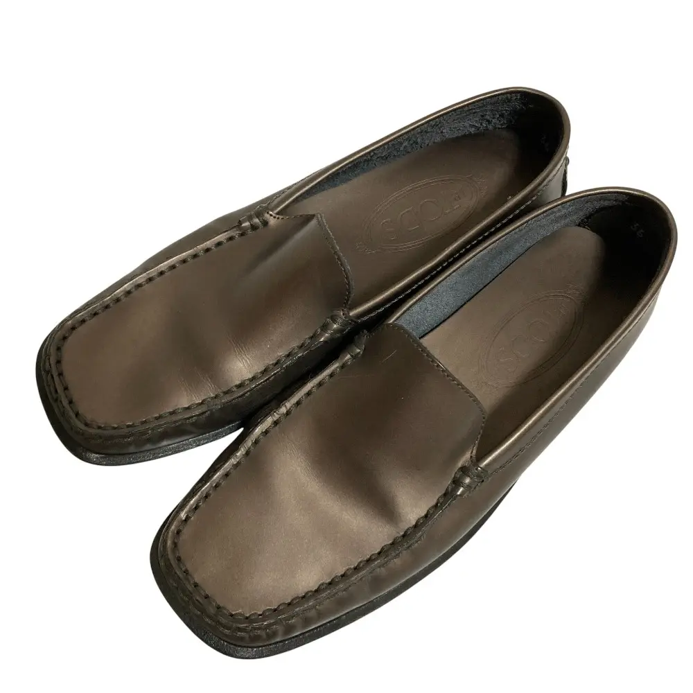 TOD'S トッズ スクエアトゥ ドライビングシューズ ローファー スリッポン サイズ36 23cm ブラウン