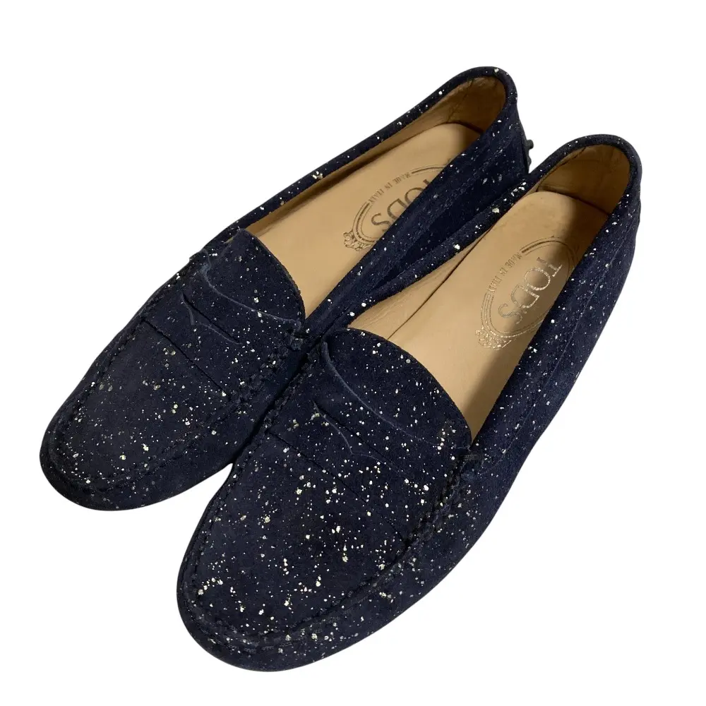 TOD'S トッズ スプレー ドライビングシューズ ローファー サイズ37 1/2 24.5cm相当 ブルー