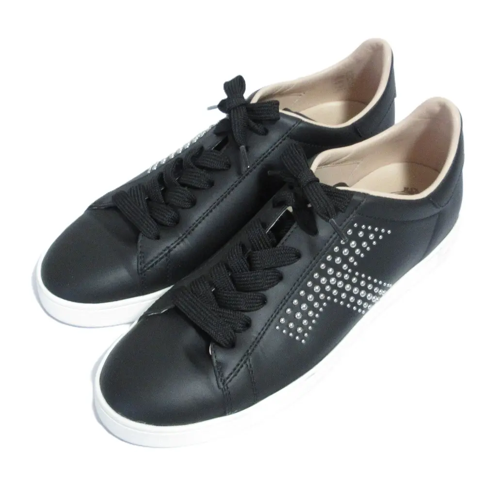 TOD'S トッズ ロゴスタッズ レザー ローカットスニーカー 38 25cm相当 ブラック
