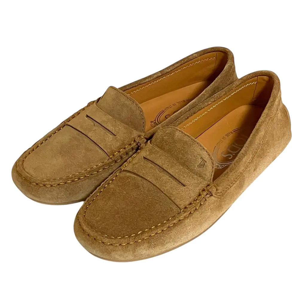 TOD'S トッズ スエード レザー ローファー ドライビングシューズ 36.5 23.5cm ベージュ