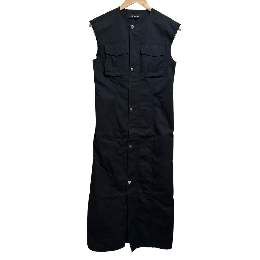 24SS Edition エディション トゥモローランド ミリタリー ジップアップ ロングシャツワンピース 34 ブラック