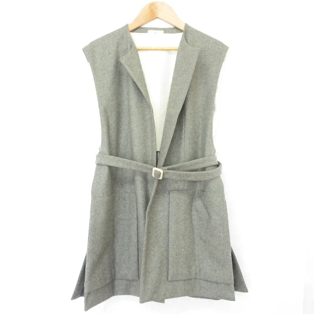 22AW TOMORROWLAND .B トゥモローランド カレッジフラノ ロングベスト サイズF グレー