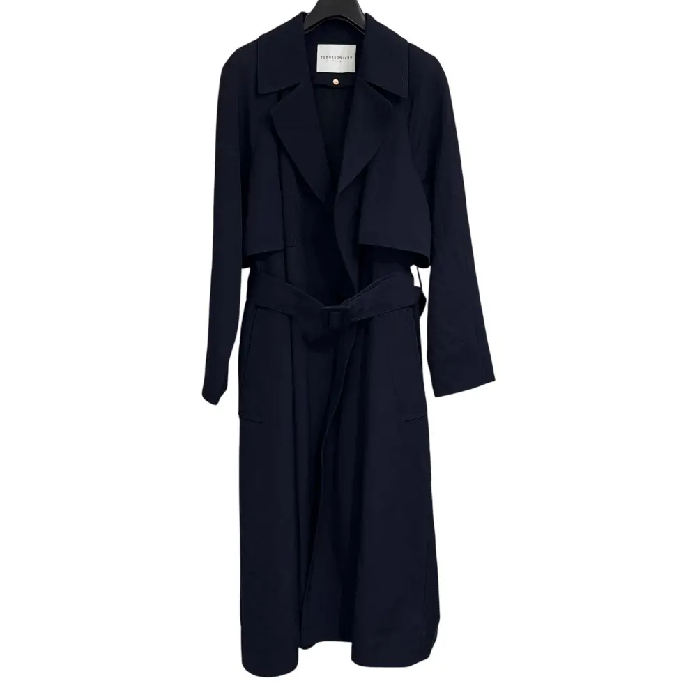 クリーニング済み TOMORROWLAND トゥモローランド ライナー付き ベルテッド トレンチコート 36 ネイビー