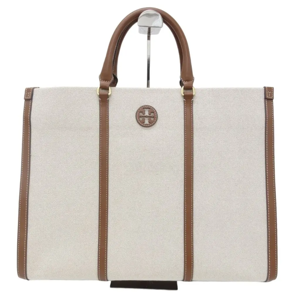 23SS TORY BURCH トリーバーチ Blake Canvas Jumbo Tote 2WAY ハンドバッグ トートバッグ アイボリー×ブラウン