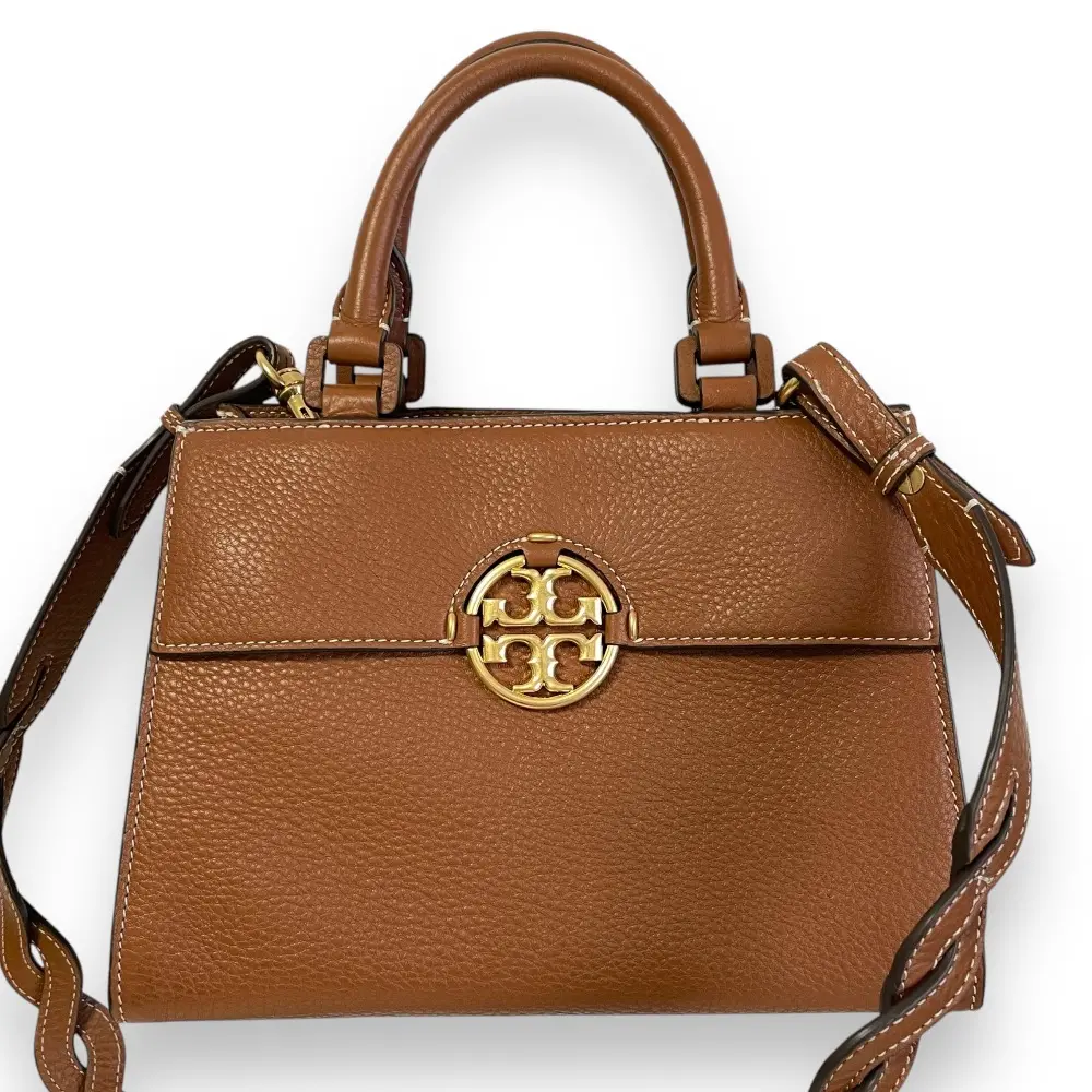 TORY BURCH トリーバーチ ミラートップハンドル サッチェル レザー 2way トートバッグ ショルダーバッグ OS ブラウン