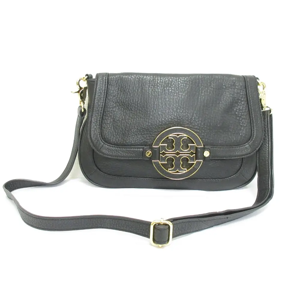 TORY BURCHトリーバーチ レザー ロゴ金具 ショルダーバッグ ブラック