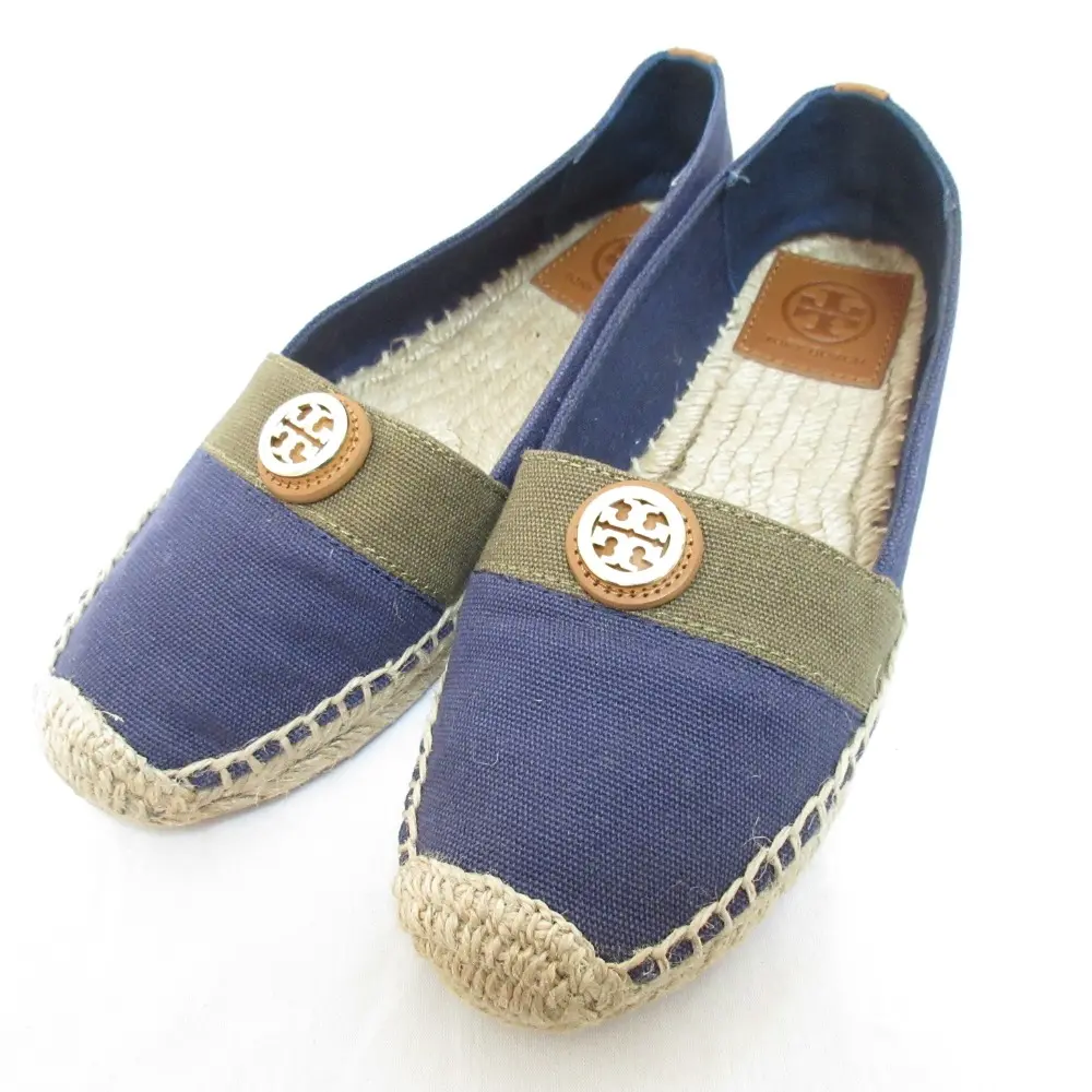 TORY BURCH トリバーチ エスパドリーユ フラットシューズ スリッポン サイズ6 1/2 約23.5cm ネイビー