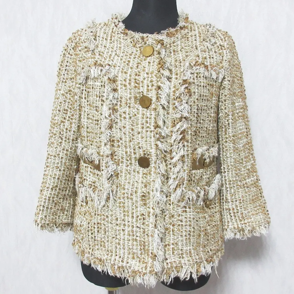 TORY BURCH トリーバーチ ノーカラーツイードジャケット 79231-34454 2 ベージュ