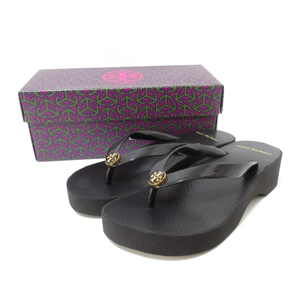 TORY BURCH トリーバーチ CUT-OUT WEDGE FLIP FLOP プラットフォーム 厚底 サンダル 48211 サイズ5M 約22cm ブラック
