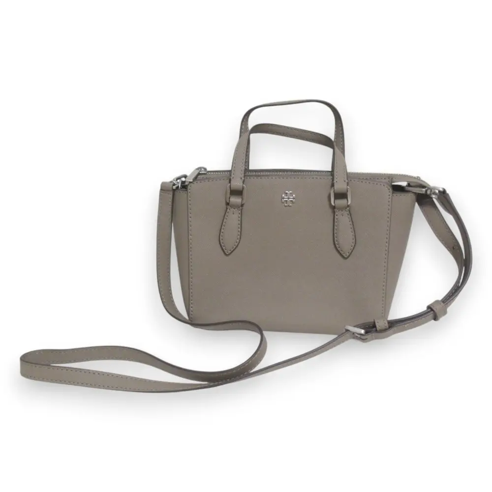 Tory Burch グレージュ ショルダーバッグ トートバッグ 2way TORY BURCH トリーバーチ エマーソン レザー ロゴ金具 2Way ミニ