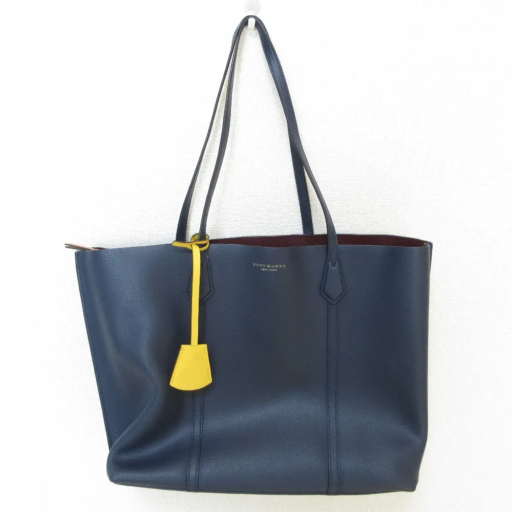 TORY BURCH トリーバーチ PERRY TRIPLE-COMPARTMENT TOTE ペリー レザー トートバッグ 53245 ネイビー