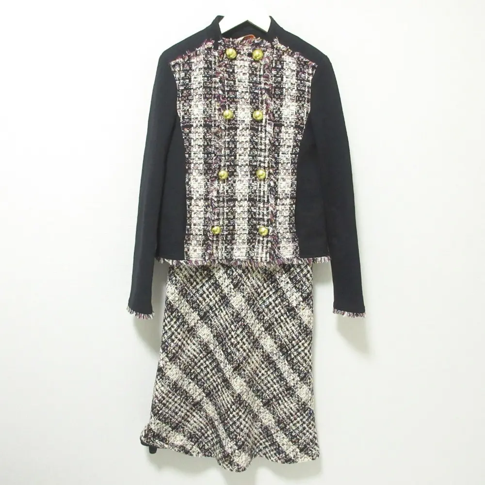 TORY BURCH トリーバーチ ツイード ジャケット ドレス  ワンピース セットアップ アンサンブル 2点セット 2 ブラック