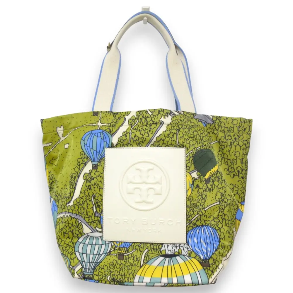 22SS TORY BURCH トリーバーチ 気球 総柄 ロゴパッチ ナイロン トートバッグ 10005608 マルチカラー