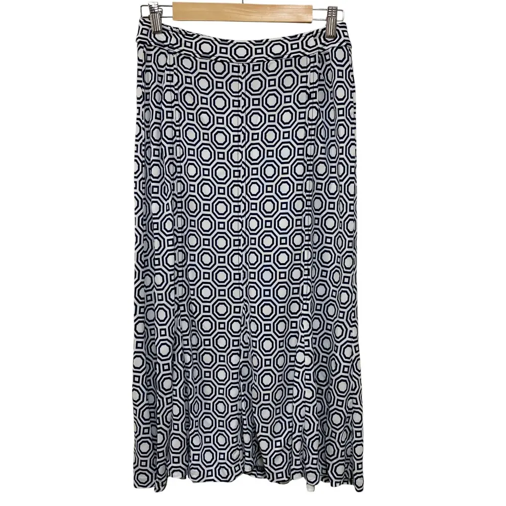 TORY BURCH トリーバーチ JADA SKIRT 総柄 ミディ丈 ミモレ丈 マーメイドスカート S ホワイト×ネイビー