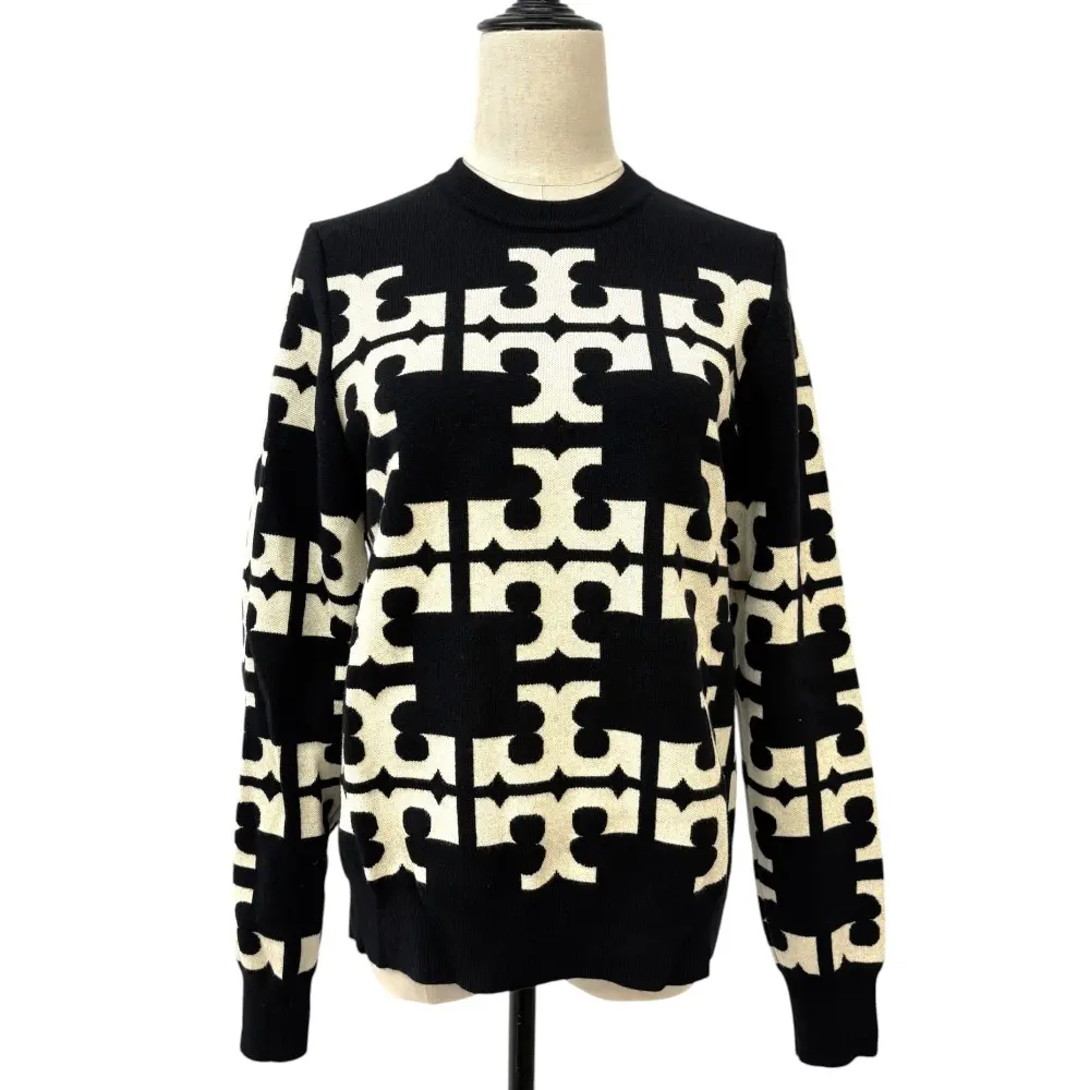 TORY BURCH トリーバーチ Tモノグラムロゴ ニットセーター サイズM ブラックの買取実績【2025年2月買取】