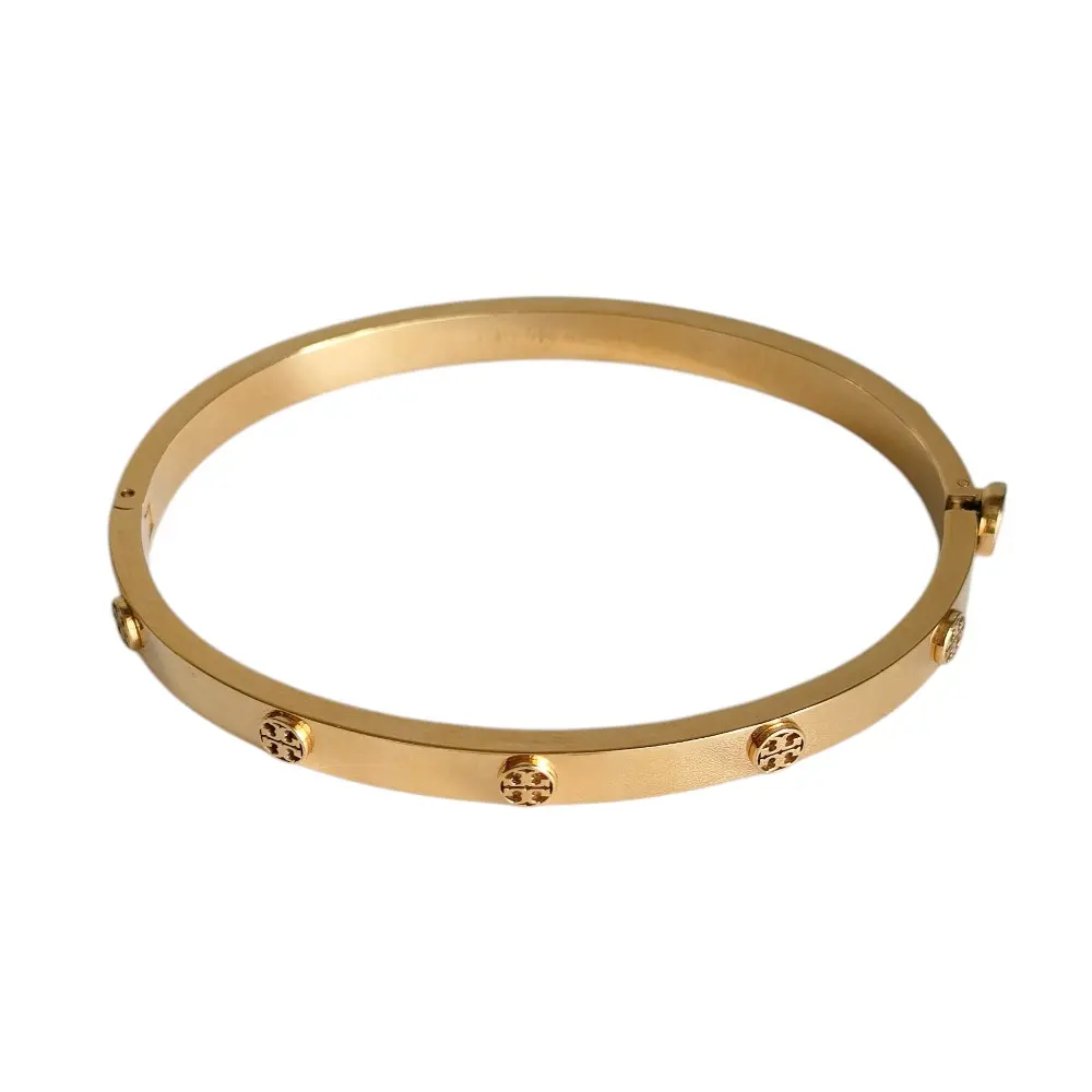 TORY BURCH トリーバーチ ミラー スタッズ ヒンジ ブレスレット ダブルT バングル アクセサリー ゴールドカラー