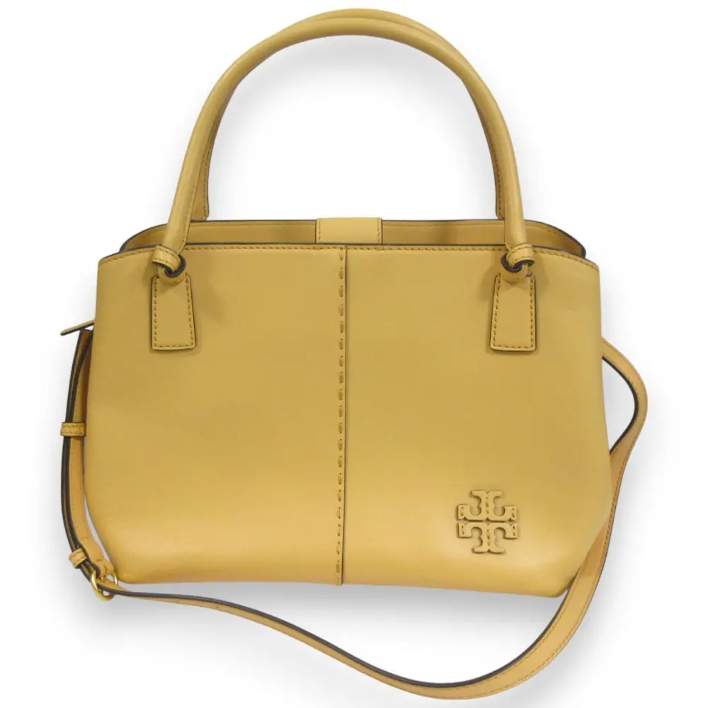 TORY BURCH トリーバーチ マックグローサッチェル レザー 2WAY トートバッグ ショルダーバッグ キャメル イエロー系