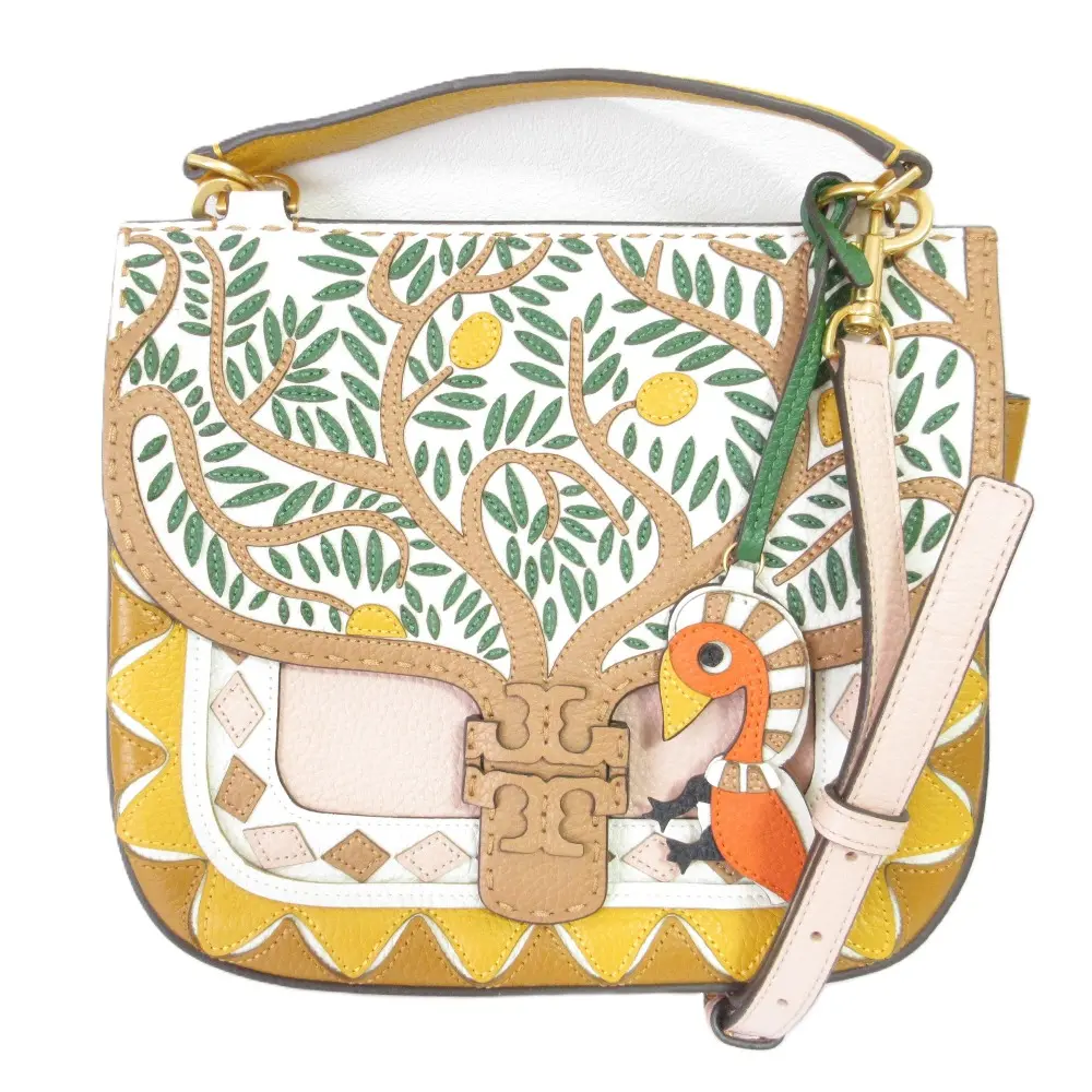 TORY BURCH トリーバーチ マックグロー パッチワーク サッチェル チャーム付き 2wayショルダーバッグ ハンドバッグ マルチカラー