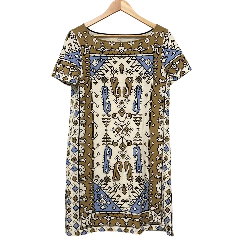 TORY BURCH トリーバーチ ピマコットン 総柄 ショートスリーブ ミニドレス ワンピース チュニック M マルチカラー