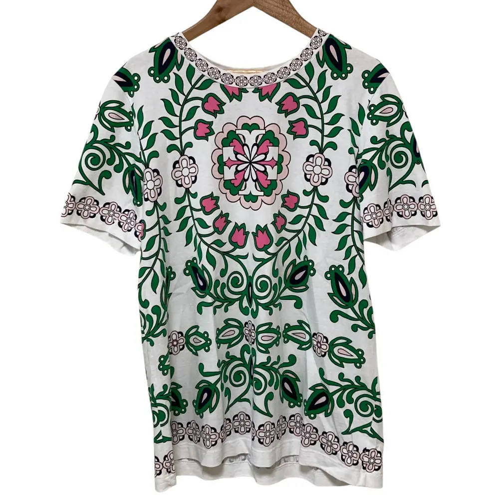 Tory Burch トリーバーチ ボタニカルプリント ショートスリーブ Tシャツ カットソー ホワイト×グリーンの買取実績【2025年6月買取】