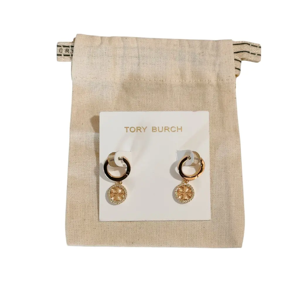 TORY BURCH トリーバーチ Miller Pave Huggie Hoop Earring  アイコン ロゴ パヴェ フープ ピアス 87041 ゴールドカラー