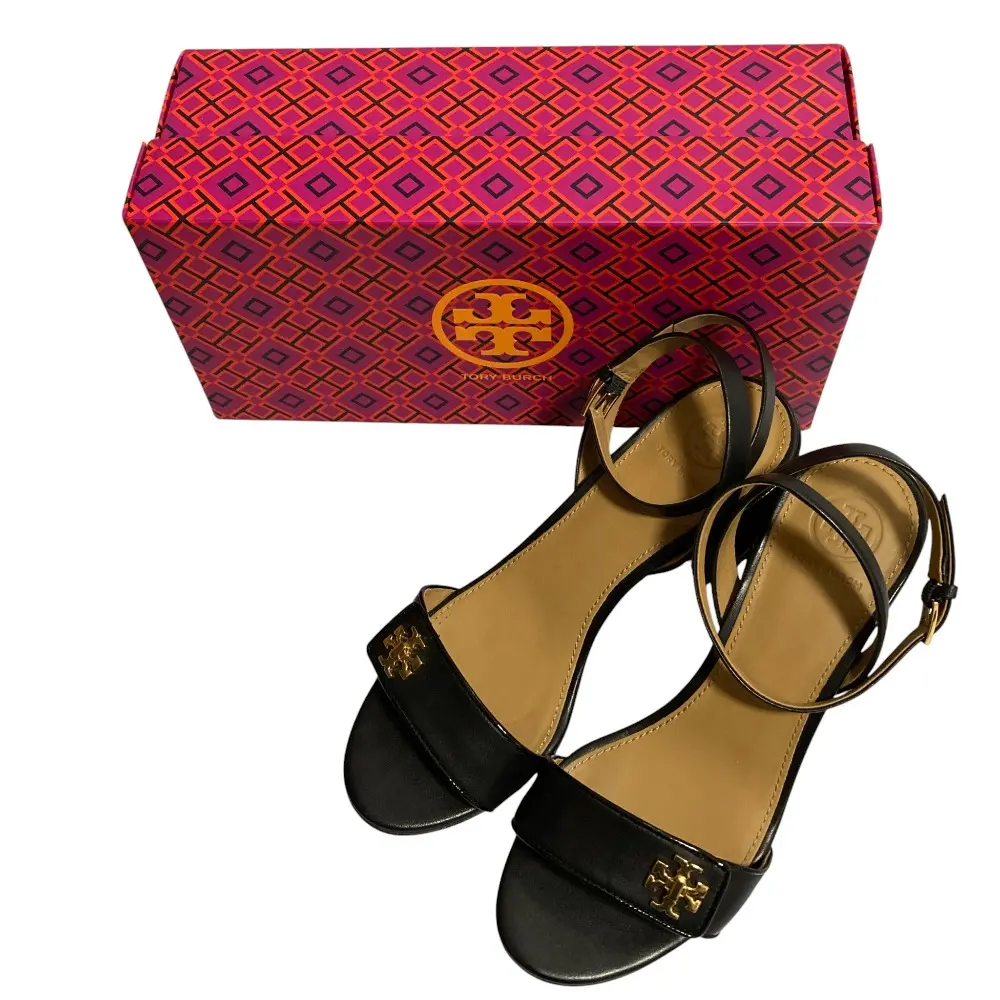 TORY BURCH トリーバーチ ターンロック レザー アンクルトラップ ミュール サイズ7M 24cm相当 ブラック