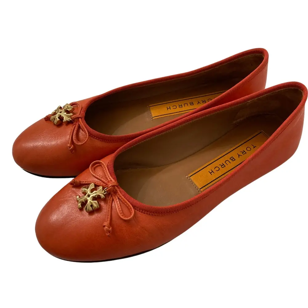 TORYBURCH トリーバーチ トリーチャーム バレエシューズ パンプス 7.5 約24.5cm オレンジ