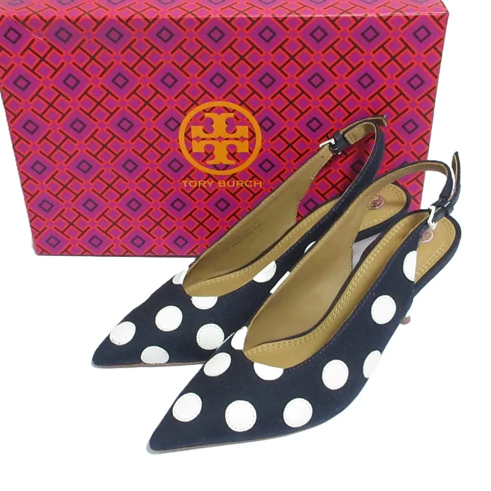TORY BURCH トリーバーチ ドット柄 スリングバックパンプス サイズ6.5 23.5cm相当 ネイビー