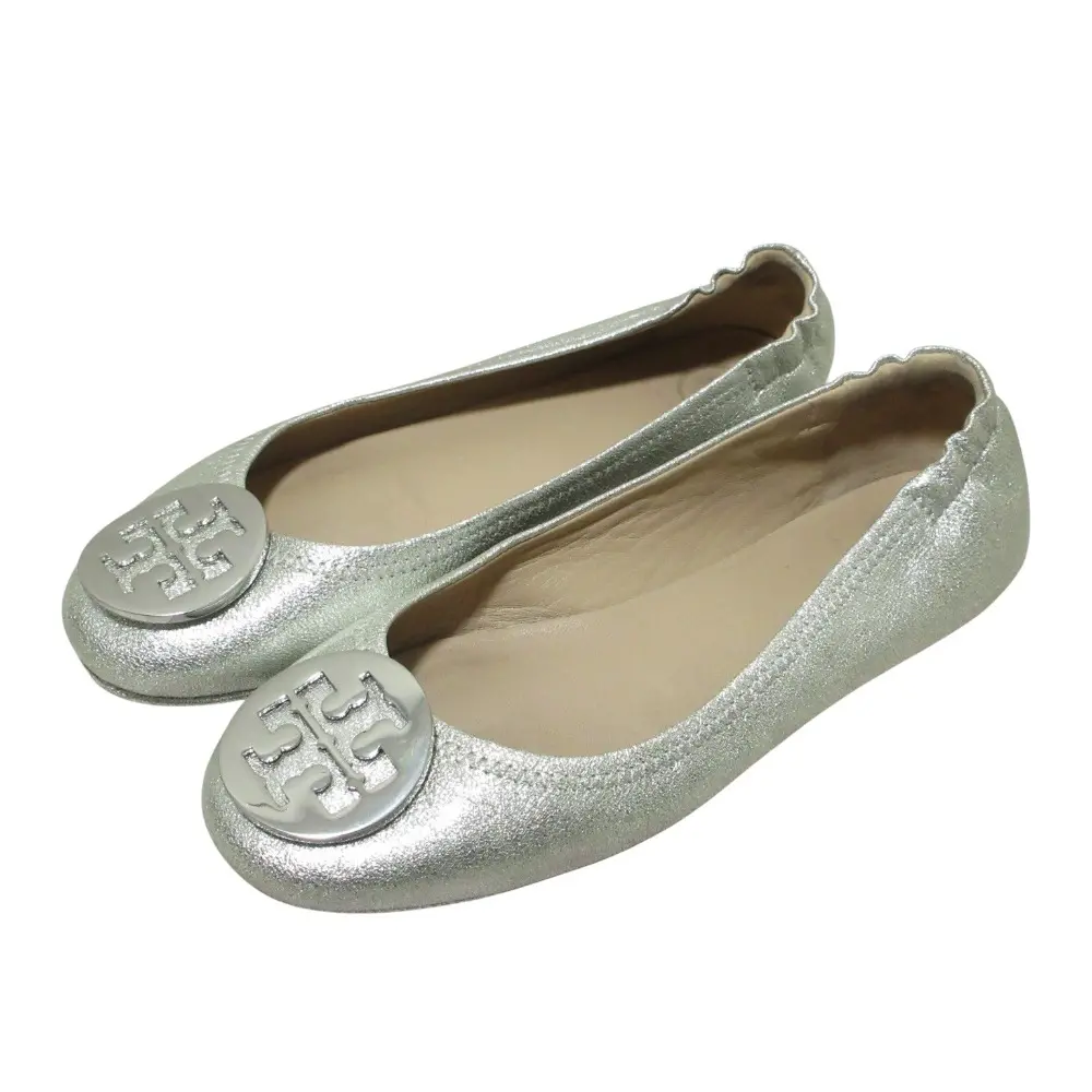 TORY BURCH トリーバーチ ラメ フラットシューズ パンプス 6M 約23cm シルバーカラー
