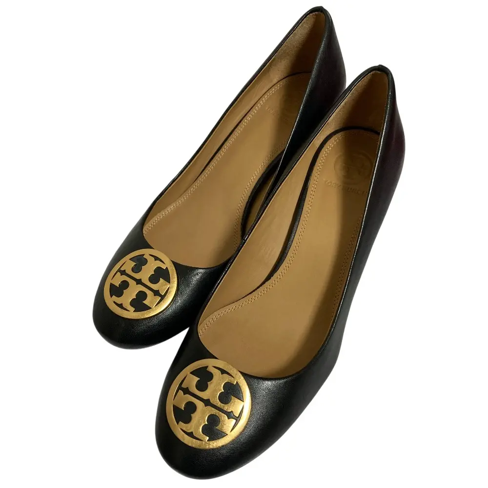 TORY BURCH トリーバーチ BENTON 50MM ロゴプレート チャンキーヒール パンプス 55121 サイズ7.5 24.5cm相当 ブラック