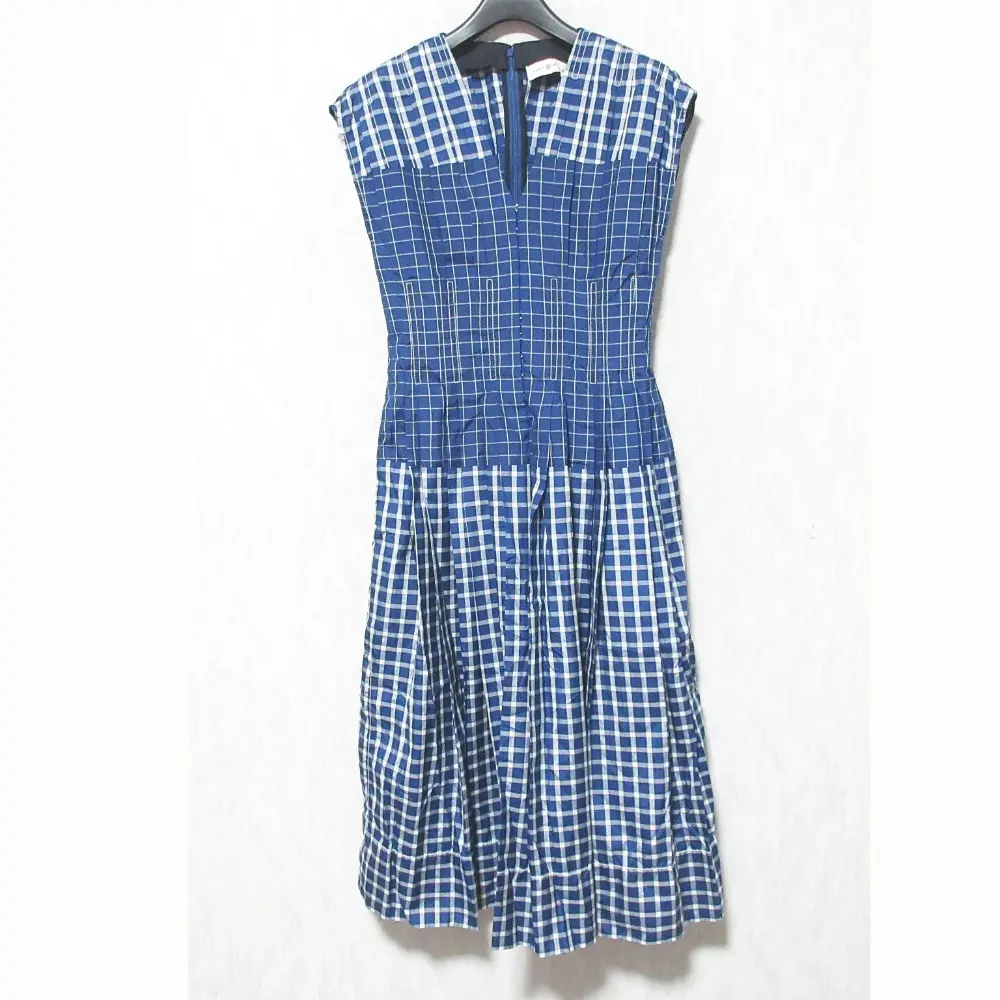 TORY BURCH トリーバーチ PICNIC PLAID SILK CLAIRE MCCARDELL DRESS チェック柄 ノースリーブ ロングワンピース 2 ブルーの買取実績【2026年3月買取】