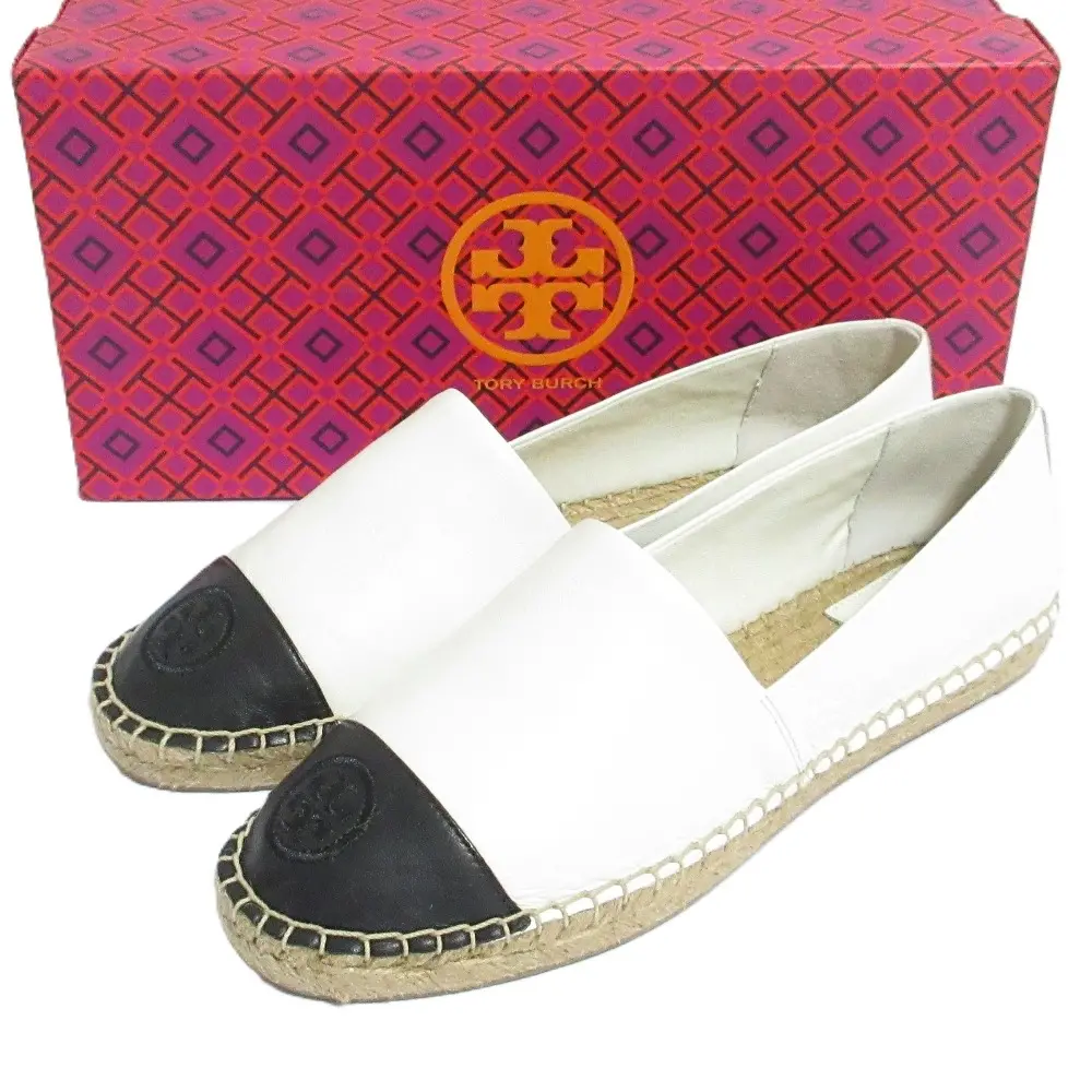TORY BURCH トリーバーチ エスパドリーユ フラットシューズ バイカラー 9サイズ 26cm相当 ホワイト ブラック