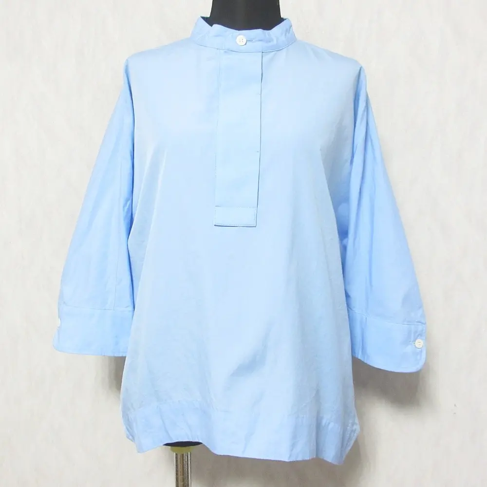 Traditional Weatherwear トラディショナルウェザーウェア FLY FRONT PO SH S/S バンドカラーシャツ ブラウス S ライトブルー