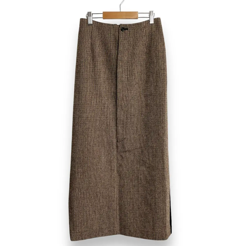 tricot COMME des GARCONS トリココムデギャルソン ヴィンテージ 90s チェック柄 異素材切替 ロング タイトスカート S ブラウン系