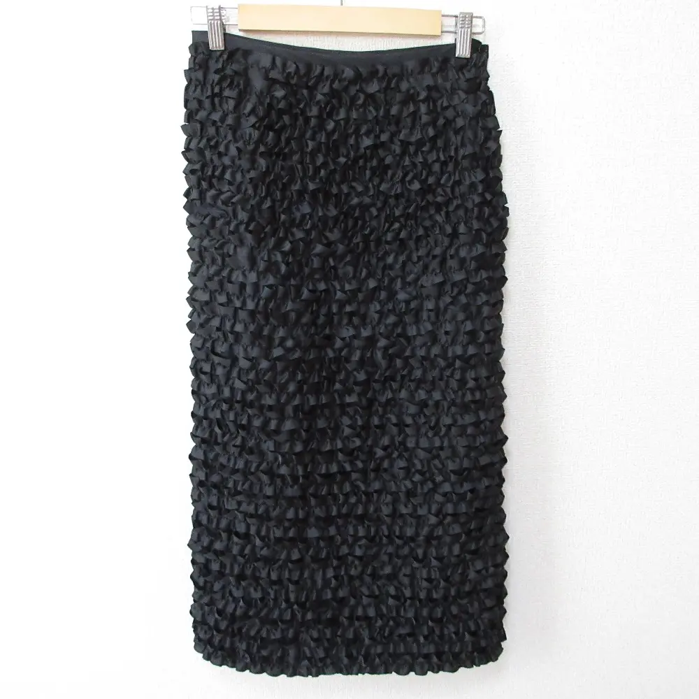 tricot COMME des GARCONS トリココムデギャルソン 90s ヴィンテージ バックスリット ロング丈 タイト フリルスカート M ブラック