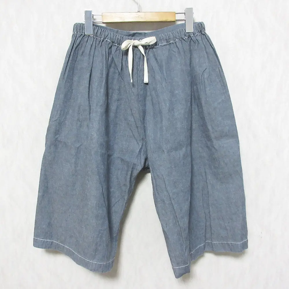 tricot COMME des GARCONS トリココムデギャルソン リネンコットン ライトオンス デニム サルエル ハーフパンツ AD2010 S グレー系