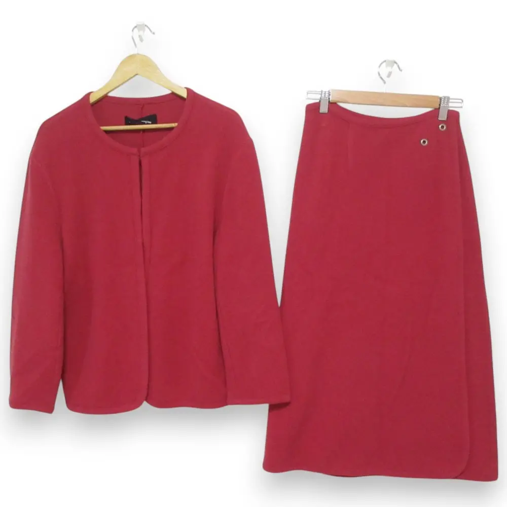 AD1993 tricot COMME des GARCONS トリココムデギャルソン ヴィンテージ ノーカラージャケット+スカート セットアップ レッド