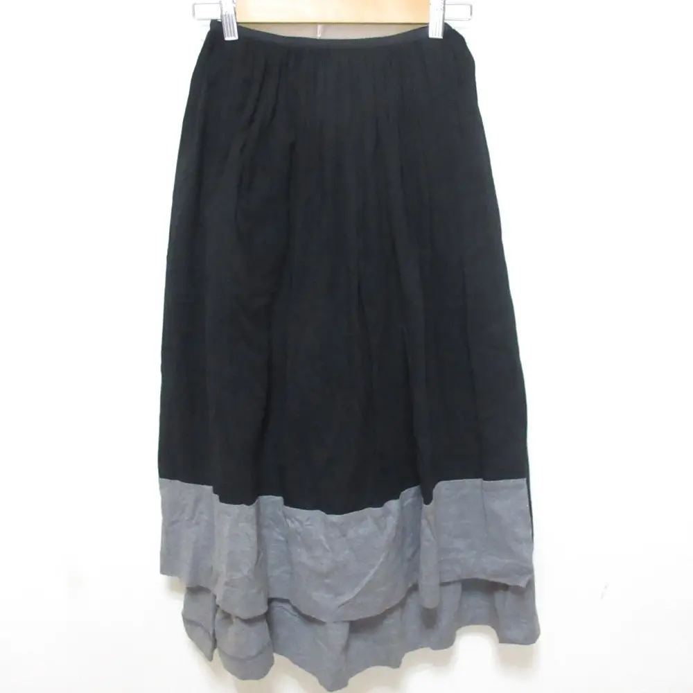 tricot COMME des GARCONS トリココムデギャルソン 90's バイカラー ラップ マキシ丈 ギャザースカート サイズ1 ブラック×グレー