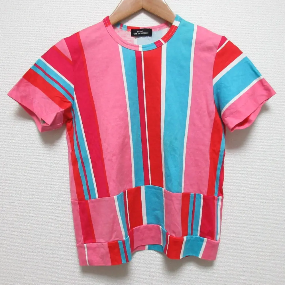 AD2001 tricot COMME des GARCONS トリココムデギャルソン マルチストライプ 半袖 Tシャツ マルチカラー