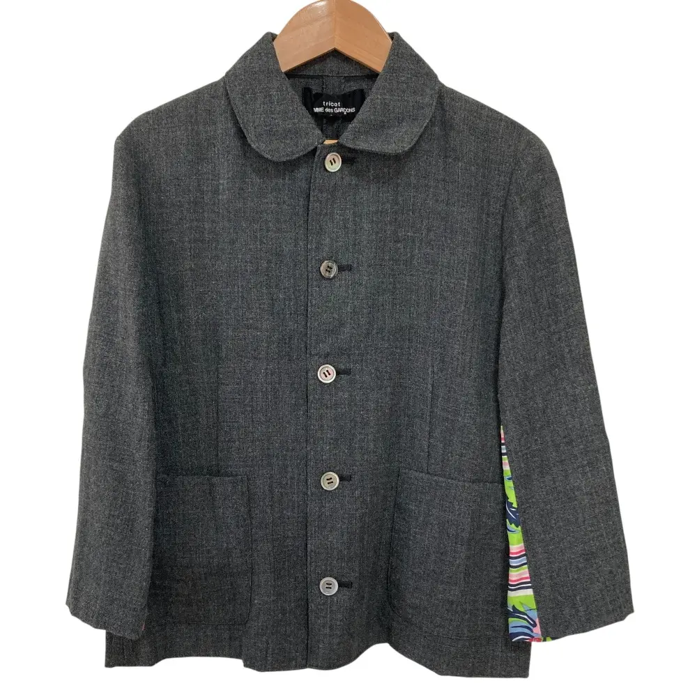 AD2001 tricot COMME des GARCONS トリココムデギャルソン ウールリネン切替シャツジャケット S グレー