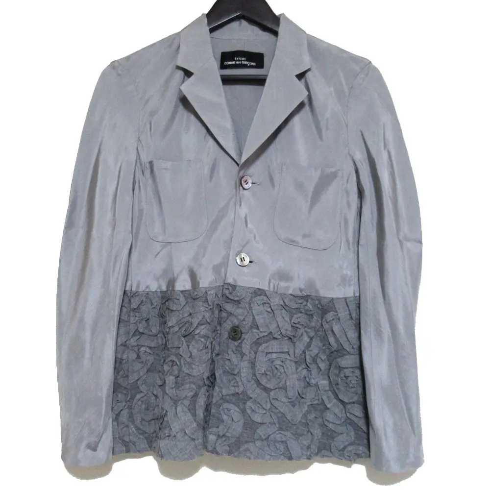 tricot COMME des GARCONS トリココムデギャルソン AD2000 異素材切替え シングル ジャケット グレー