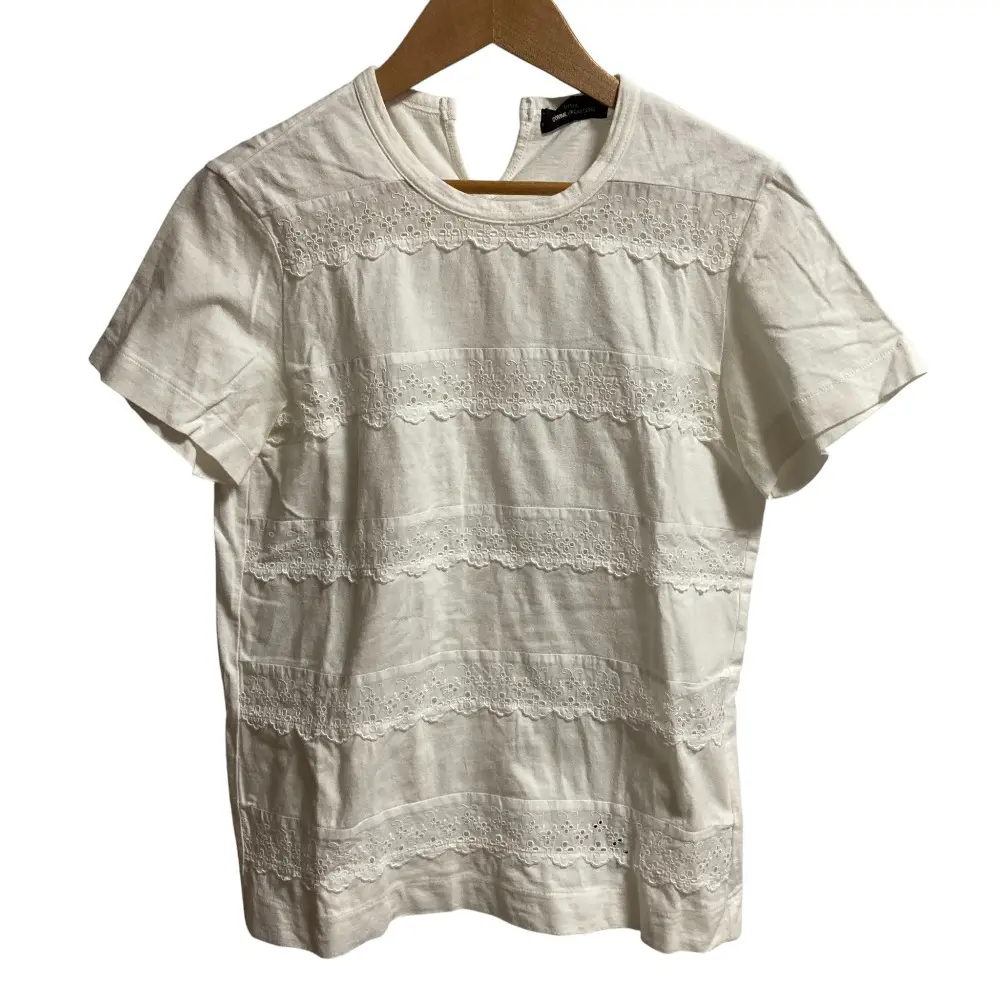 tricot COMME des GARCONS トリコ コムデギャルソン レースボーダーTシャツ カットソー ホワイト