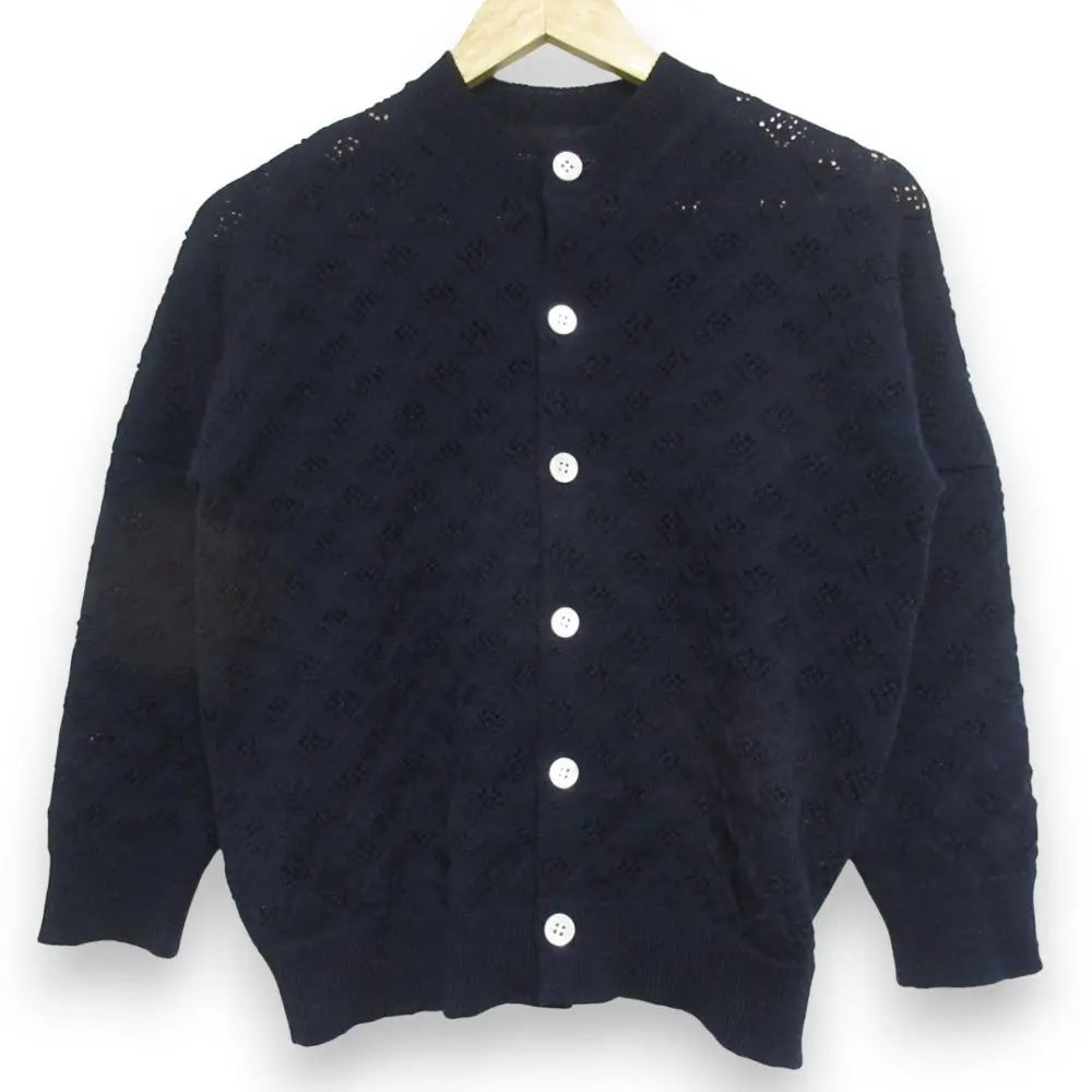  AD2019 tricot COMME des GARCONS トリココムデギャルソン ウールニットカーディガン TE-N008 Mサイズ ネイビー