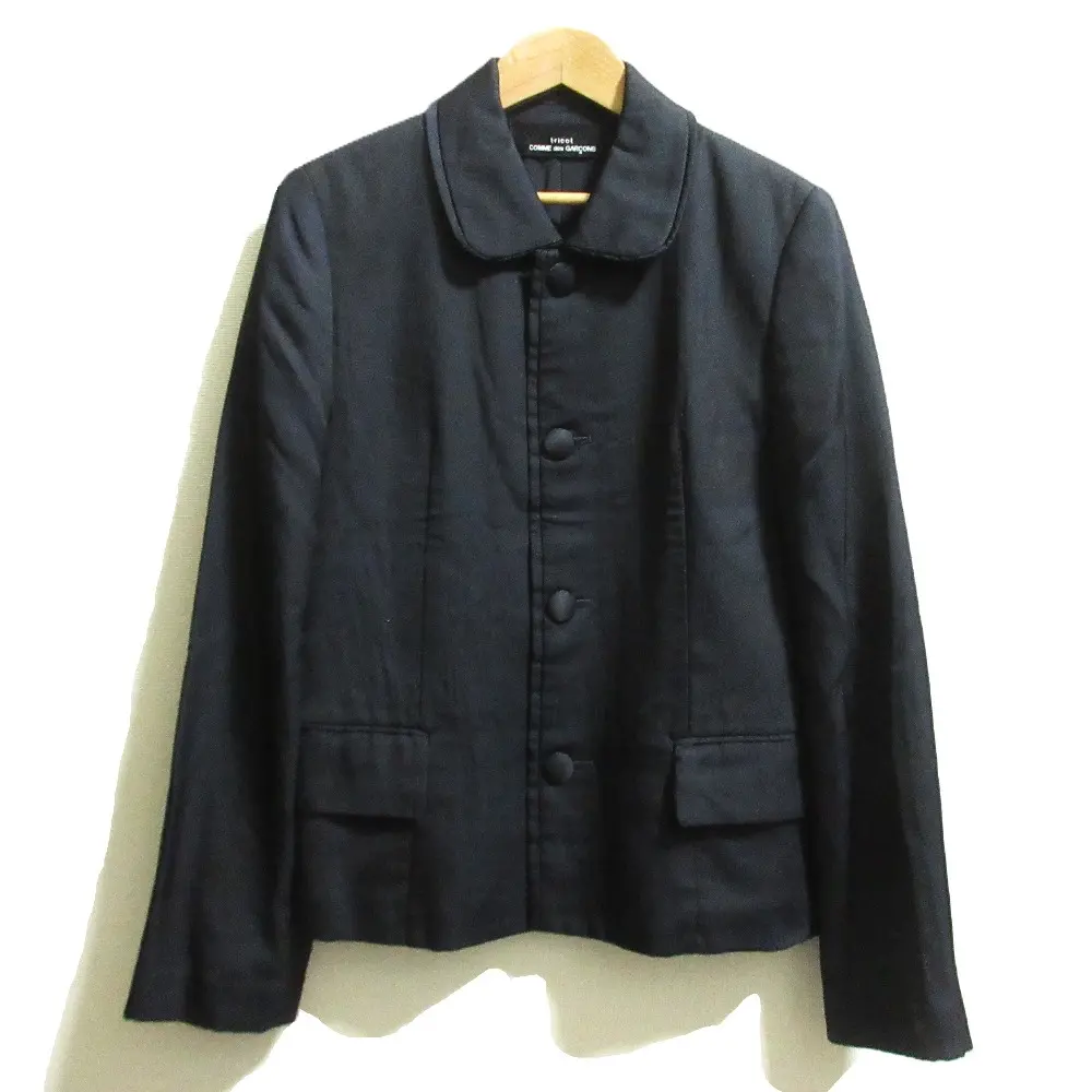 AD1995 tricot COMME des GARCONS トリココムデギャルソン ヴィンテージ ラウンドカラー シングルジャケット TJ-100170 ネイビー